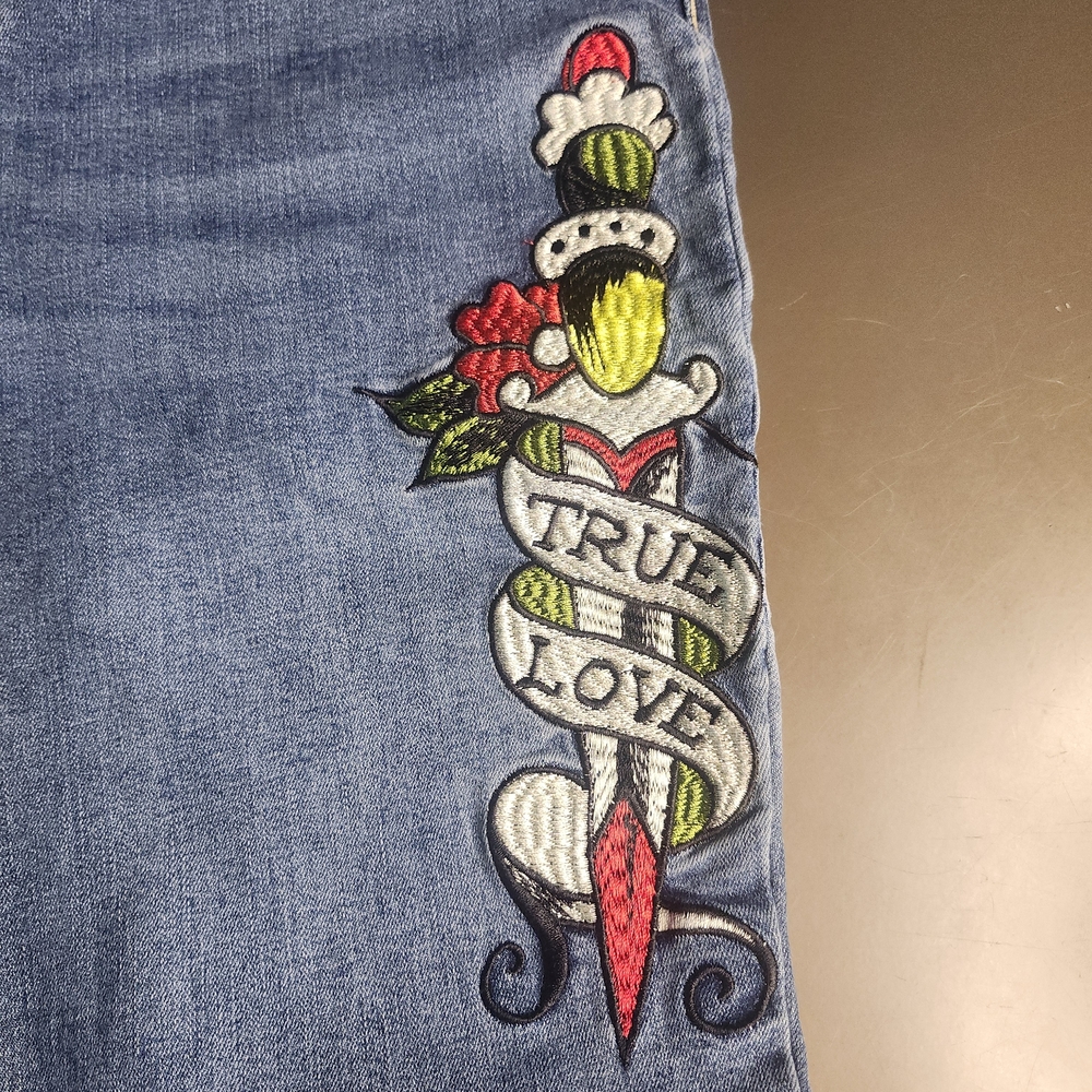 Ed HARDY JEANS Women's Boot Cut Jeans - Blue with Gold Accents - Picture 9 of 12